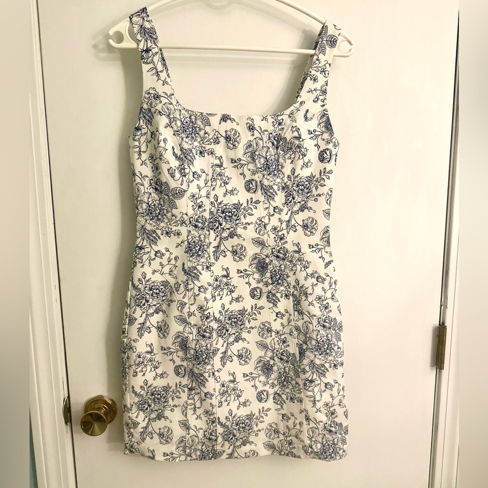 Christian Lacroix White and Blue Mini Dress